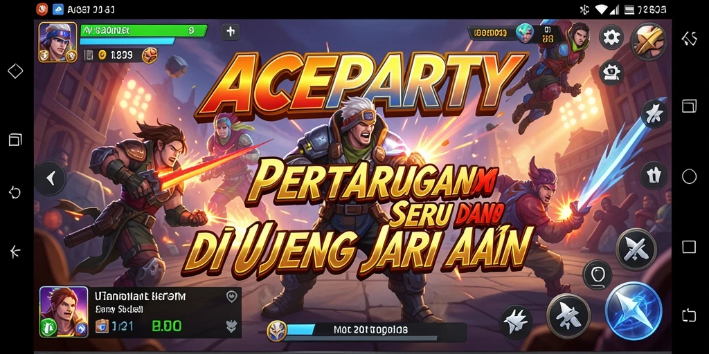 Screenshot permainan ACEPARTY menampilkan aksi pertarungan penuh adrenalin.