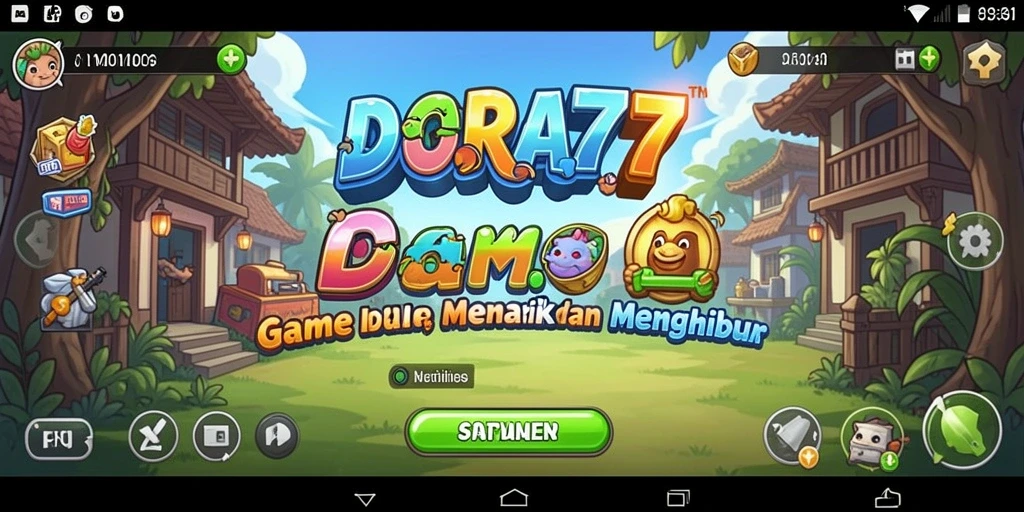 Tampilan gameplay DORA77 yang menghibur dan berwarna.