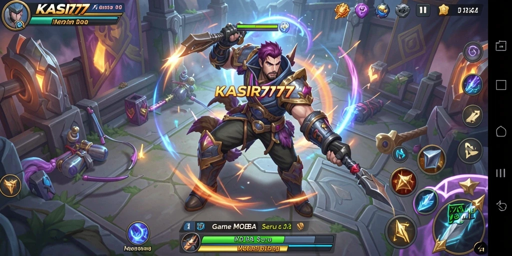Tampilan seru dari gameplay KASIR777 dengan aksi MOBA yang mendebarkan.