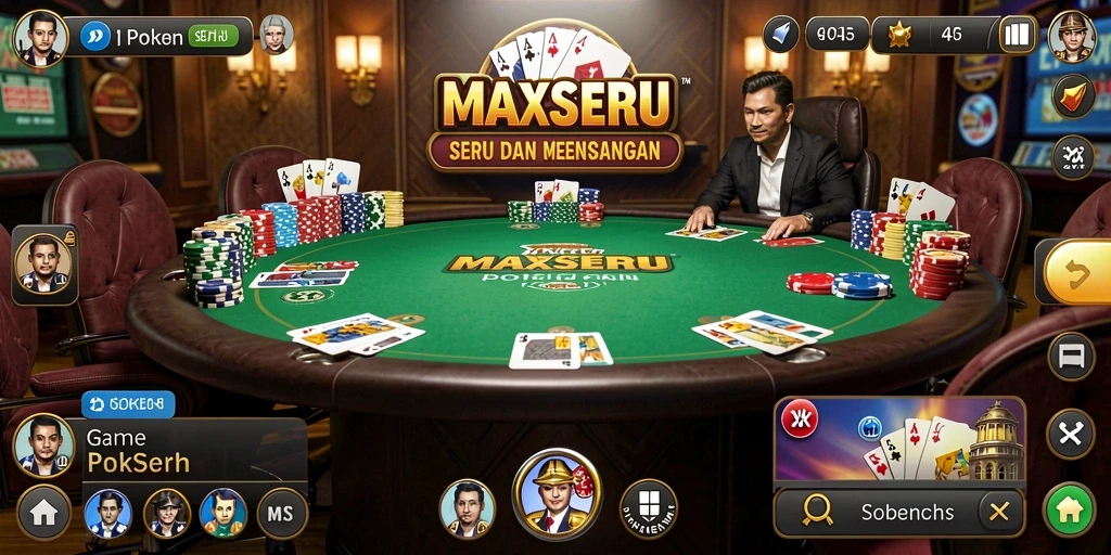 Tampilan gameplay poker seru dan interaktif di MAXSERU.