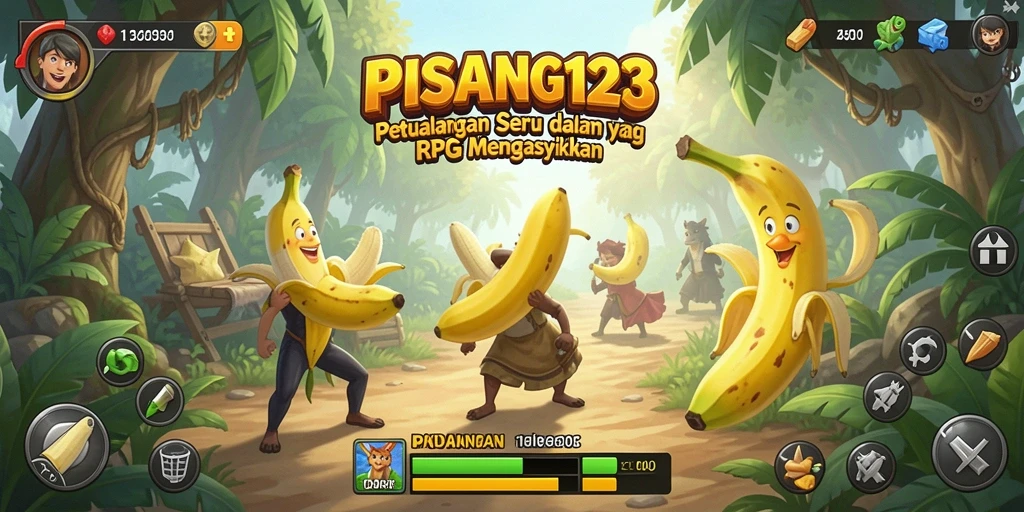 Tangkapan layar gameplay PISANG123 yang menampilkan pertempuran epik.