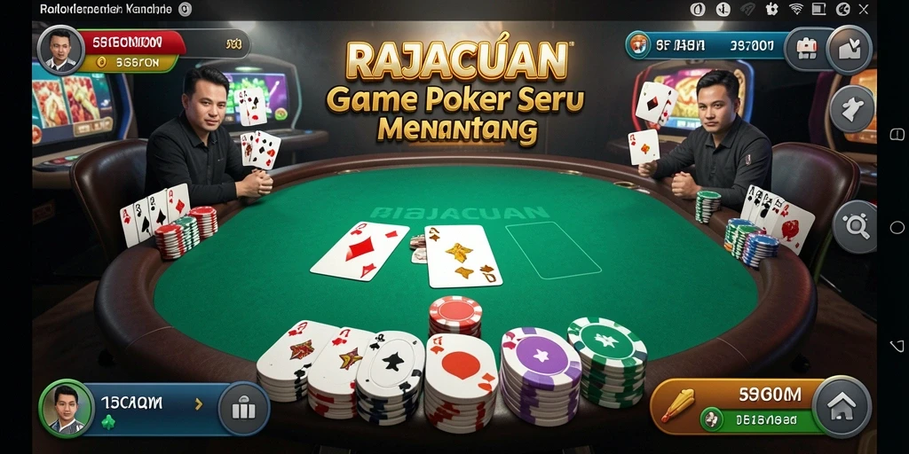 Tampilan gameplay seru dan kompetitif di RAJACUAN saat bermain Poker.