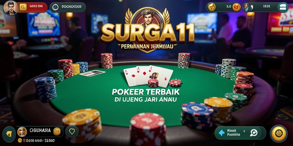 Tampilan screenshot utama SURGA11 yang menunjukkan momen seru bermain Poker.